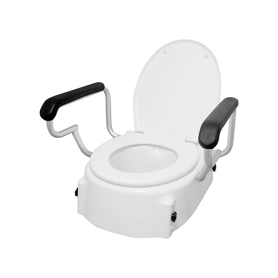 Adjustable Raised Toilet Seat with Flip-Up Armrests