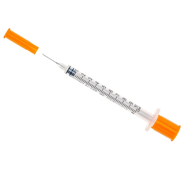 Insulin Syringe with Fixed Needle, Box of 100