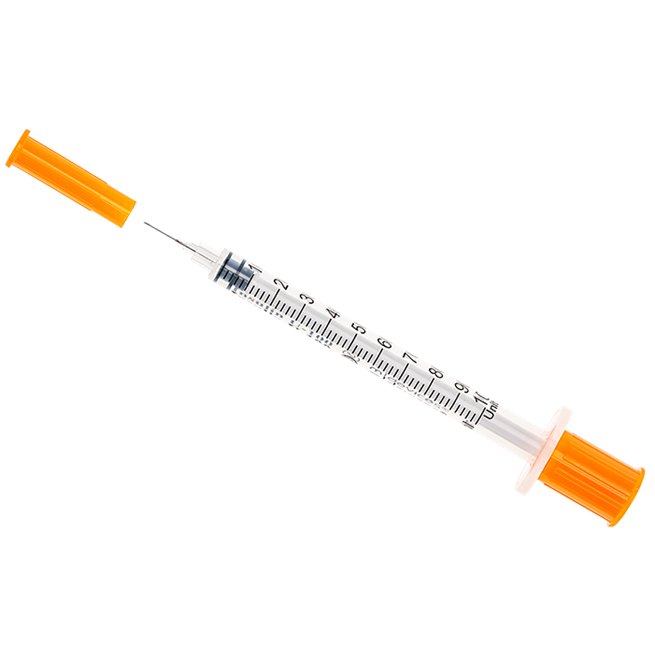 Insulin Syringe with Fixed Needle, Box of 100