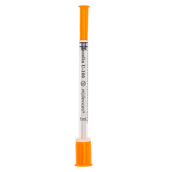 Insulin Syringe with Fixed Needle, Box of 100