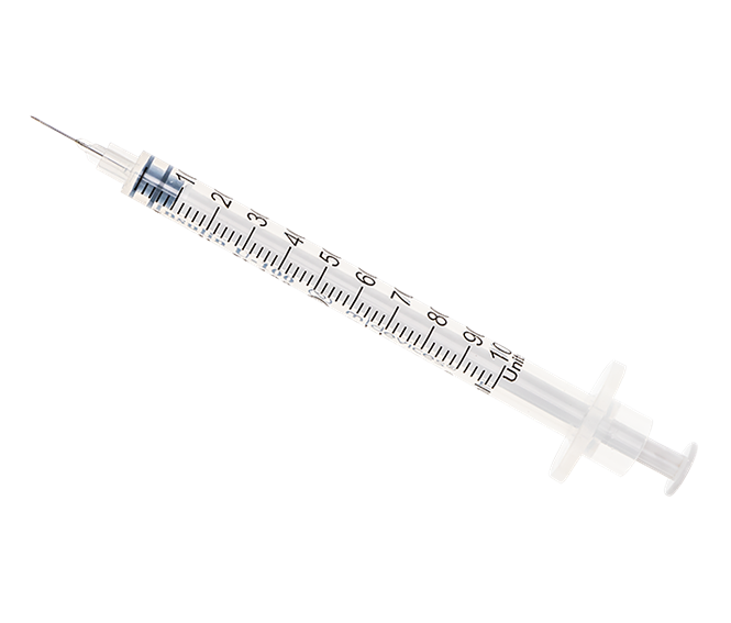 Insulin Syringe with Fixed Needle, Box of 100