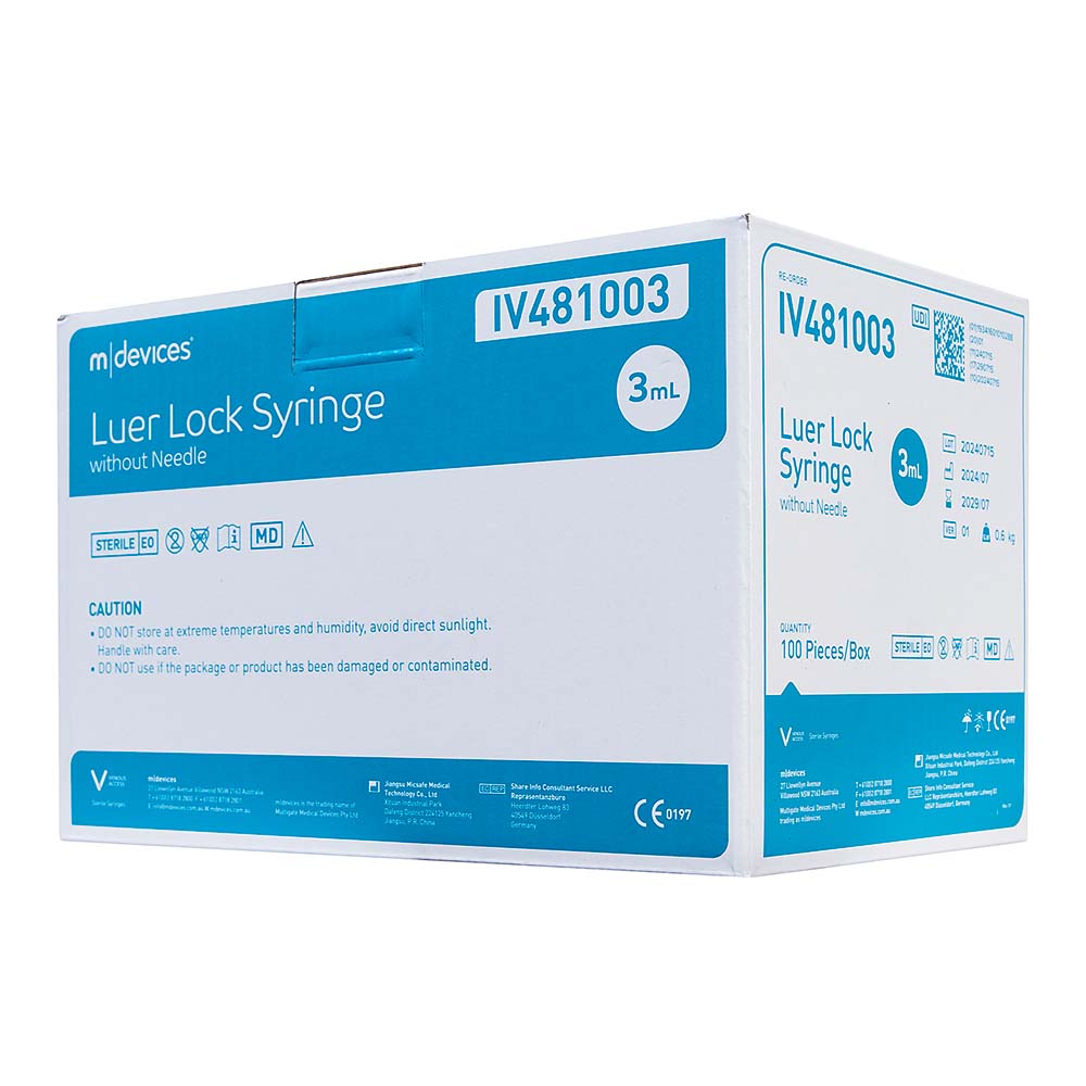Luer Lock Syringes, Box of 100