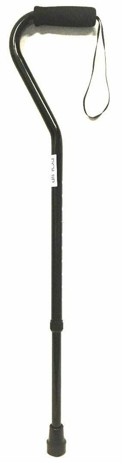 Walking Stick with Offset Handle - Black