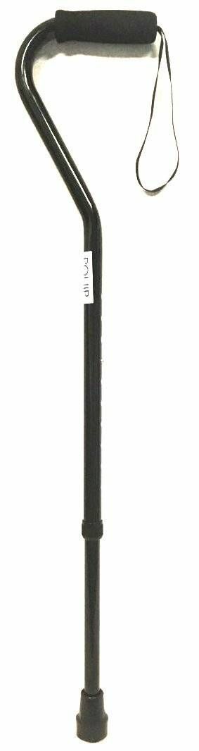Walking Stick with Offset Handle - Black