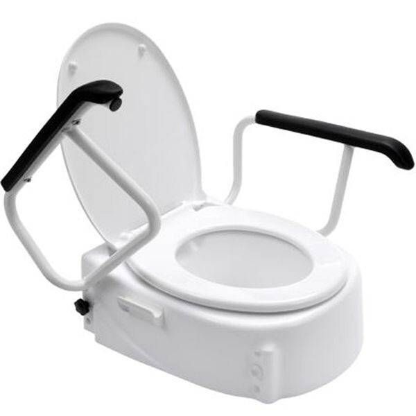 Adjustable Raised Toilet Seat with Flip-Up Armrests