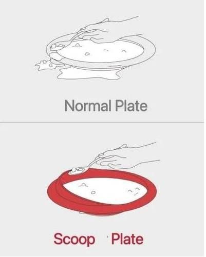 Scoop Plate with Suction Base in red